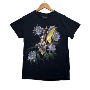 Fairies By Trick Magnolia Branch Fairy Black Cute Flowers Hippy T Shirt Adult S